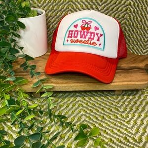 Red and White 'Howdy Sweetie' Trucker Hat